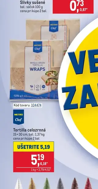 Metro Chef Tortilla celozrnná 15×30 cm 1,37 kg