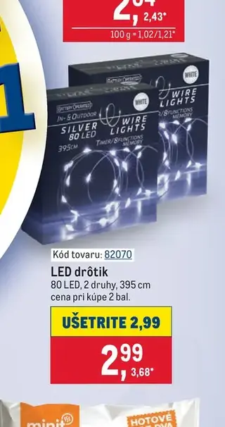LED drôtik 80 LED, 395 cm