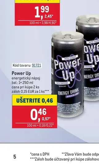 Power Up energetický nápoj 250 ml
