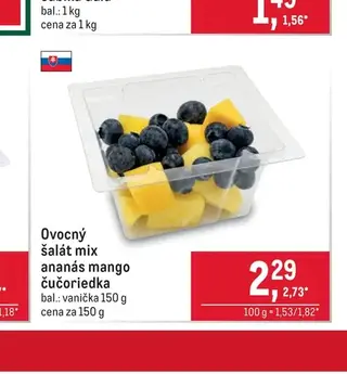 Ovocný šalát mix ananás mango čučoriedka