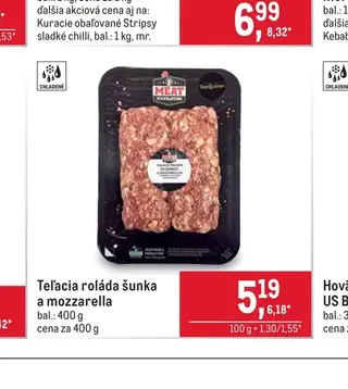 Teľacia roláda šunka a mozzarella 400 g