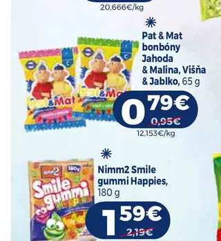 Pat & Mat bonbóny Jahoda & Malina, Višňa & Jablko, 65 g