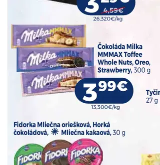 Čokoláda Milka MMMAX Toffee Whole Nuts, Oreo, Strawberry, 300 g