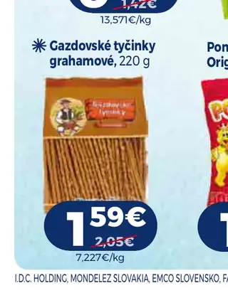 Gazdovské tyčinky grahamové 220 g