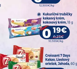 Kukuričné trubičky kakaový krém, kokosový krém 18 g