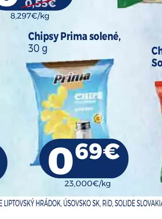 Chipsy Prima solené 30 g