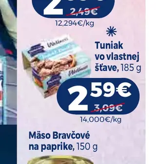 Tuniak vo vlastnej šťave 185 g