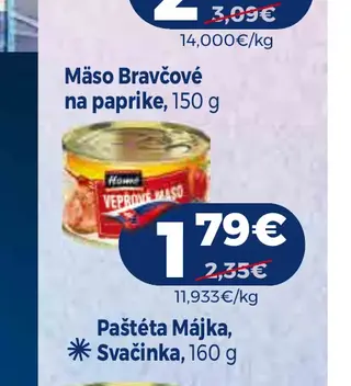 Mäso Bravčové na paprike 150 g