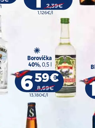 Borovička 40%, 0,5 l