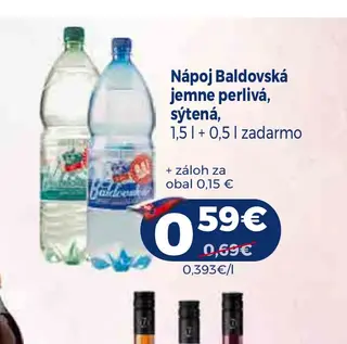 Nápoj Baldovská jemne perlivá, sýtená, 1,5 l + 0,5 l zadarmo