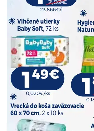Vlhčené utierky Baby Soft 72 ks