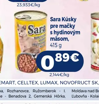 Sara Kúsky pre mačky s hydinovým mäsom 415 g