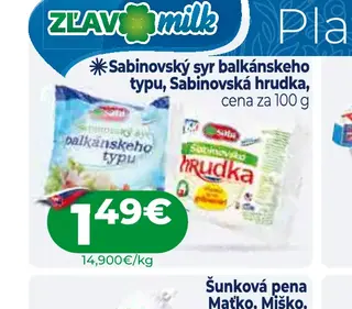 Sabinovský syr balkánskeho typu, Sabinovská hrudka