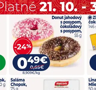 Donut jahodový s posypom, čokoládový s posypom 55 g