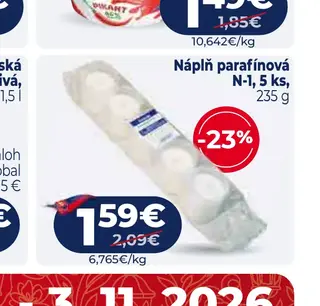 Náplň parafínová N-1, 5 ks, 235 g