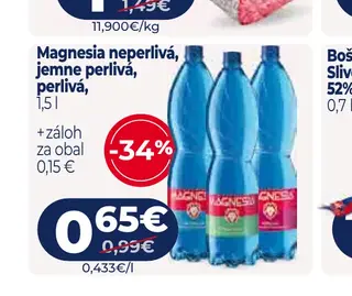 Magnesia neperlivá, jemne perlivá, perlivá 1,5 l