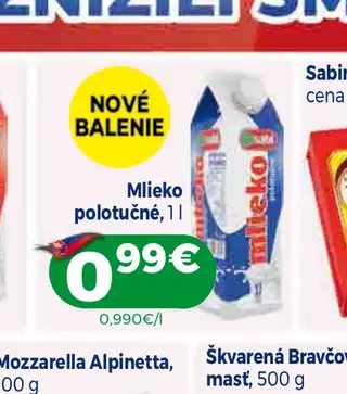 Mlieko polotučné 1 l