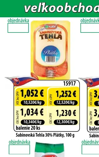 Sabinovská Tehla 30% Plátky, 100 g