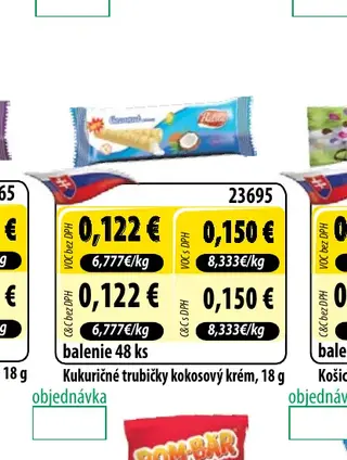 Kukuričné trubičky kokosový krém, 18 g