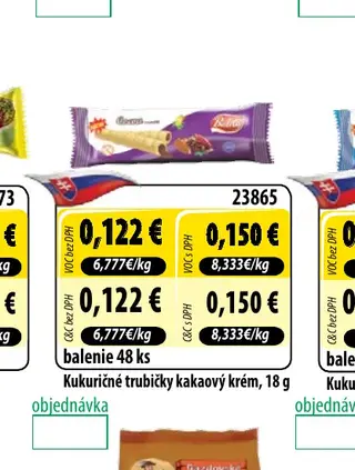 Kukuričné trubičky kakaový krém, 18 g