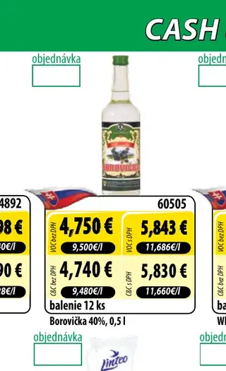 Borovička 40%, 0,5 l