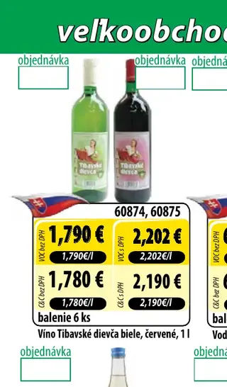 Víno Tibavské dievča biele, červené, 1 l