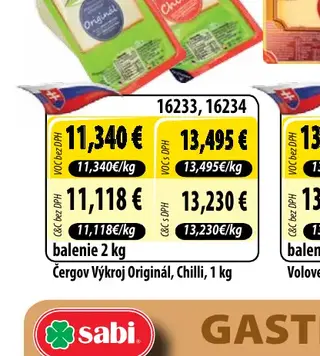 Čergov Výkroj Originál, Chilli, balenie 2 kg