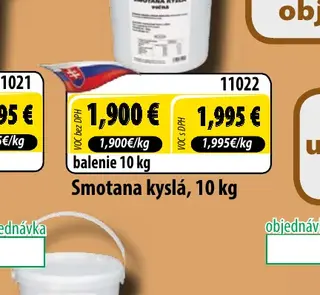 Smotana kyslá, 10 kg