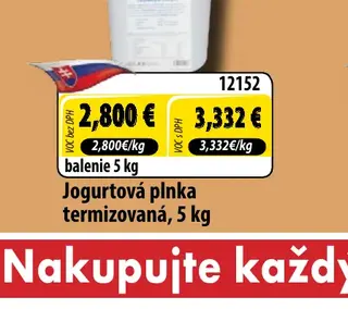Jogurtová plnka termizovaná, 5 kg