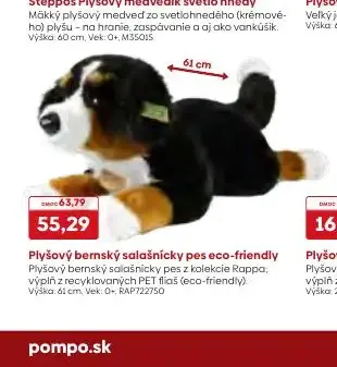 Plyšový bernský salašnícky pes eco-friendly 61 cm