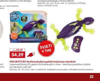 HEX BOTS RC fosforeskujúci gekón lezúci po stenách