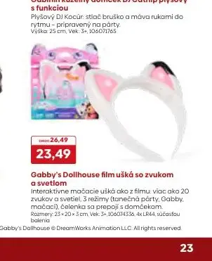Gabby's Dollhouse film uška so zvukom a svetlom