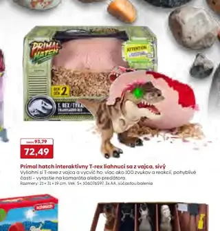 Primal hatch interaktívny T-rex liahnuci sa z vajca, sivý