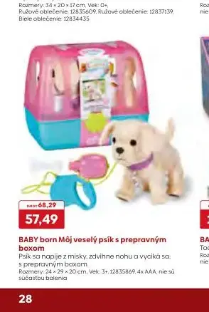 BABY born Môj veselý psík s prepravným boxom