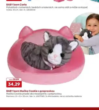 BABY born Mačka Cookie s prepravkou