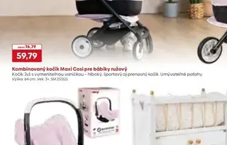 Kombinovaný kočík Maxi Cosi pre bábiky ružový