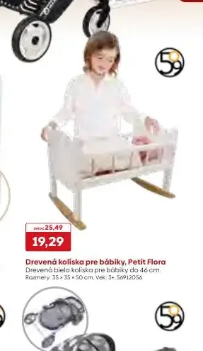 Drevená kolíska pre bábiky, Petit Flora