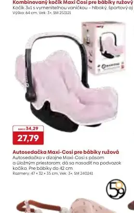 Autosedačka Maxi-Cosi pre bábiky ružová