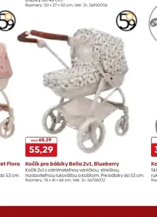 Kočík pre bábiky Bella 2v1, Blueberry