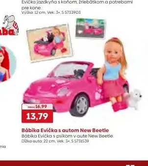Bábika Evička s autom New Beetle