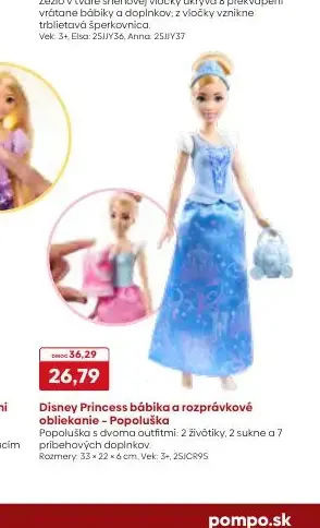 Disney Princess bábika a rozprávkové obliekanie - Popoluška