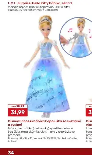 Disney Princess bábika Popoluška so svetlami a zvukmi