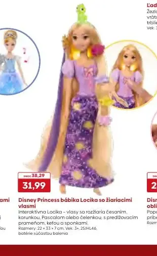 Disney Princess bábika Locika so žiariacimi vlasmi
