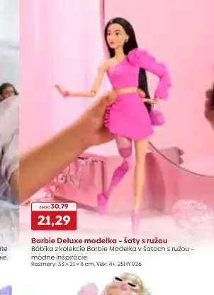 Barbie Deluxe modelka – šaty s ružou