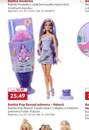 Barbie Pop Reveal odmeny – fialová