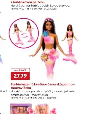 Barbie kúzelná kvetinová morská panna - tmavovláska