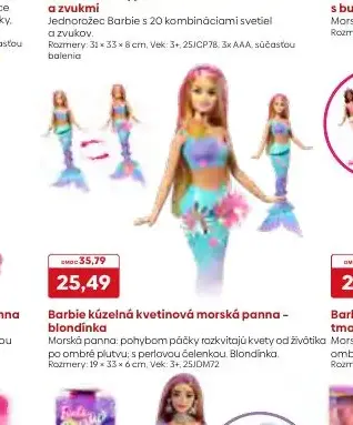 Barbie kúzelná kvetinová morská panna - blondínka