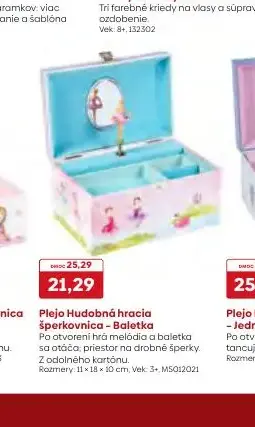 Plejo Hudobná hracia šperkovnica – Baletka
