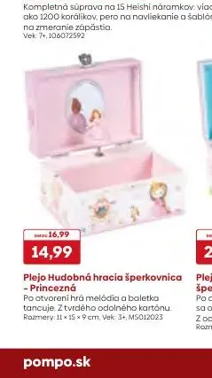Plejo Hudobná hracia šperkovnica – Princezná