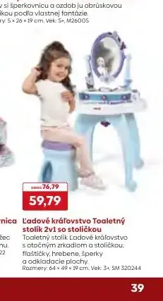 Ľadové kráľovstvo Toaletný stolík 2v1 so stoličkou